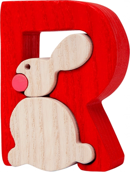 Holzbuchstabe R mit Häschen – FAUNA