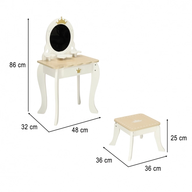 Holz Schminktisch für Mädchen mit Spiegel und Zubehör Lulilo Bella