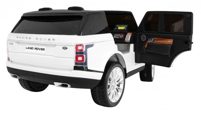 Range Rover HSE 2-Sitzer Kinderauto weiß + Fernsteuerung + 5-Punkt-Gurte + Audiopanel + LED-Diode