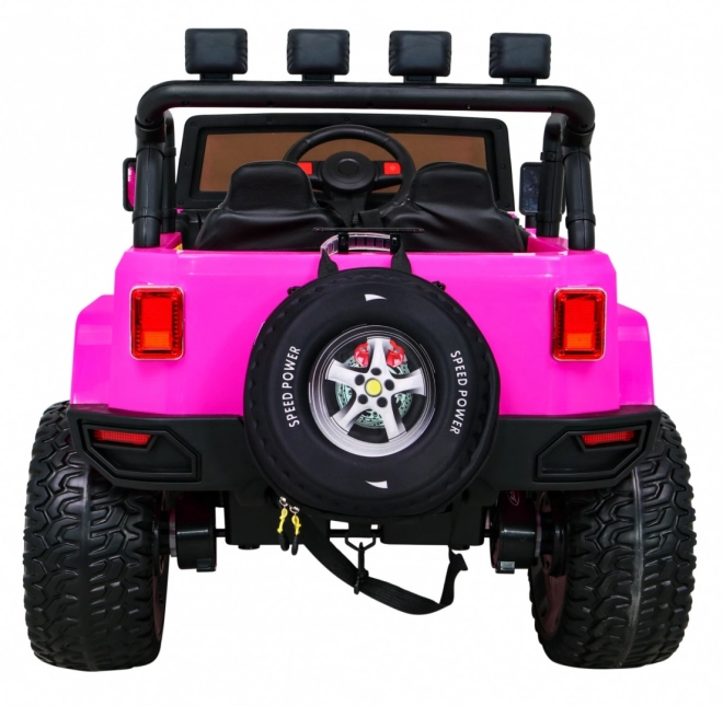 Geländewagen Monster 4x4 Jeep für Kinder Pink + Fernbedienung + Sitzverstellung + Langsamer Start + MP3 LED + Gepäckträger + Rucksack