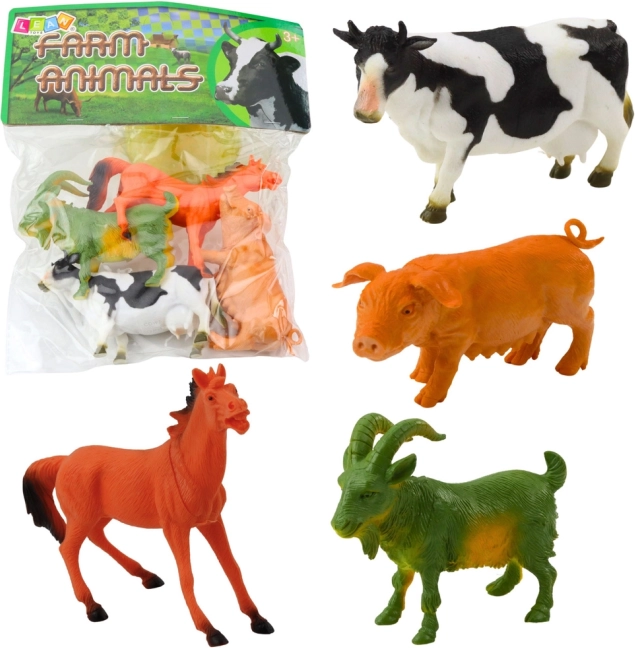 Satz von landwirtschaftlichen Tierfiguren Pferd, Ziege, Kuh, Schwein 4 Stk