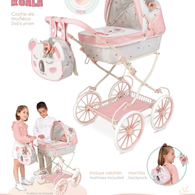 DeCuevas klappbarer Puppenwagen mit Rucksack Koala 81 cm