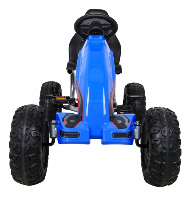 Großes Tret-Gokart Stark für Kinder Blau + 100 kg Belastbarkeit + EVA-Räder + Handbremse + Rennsitz