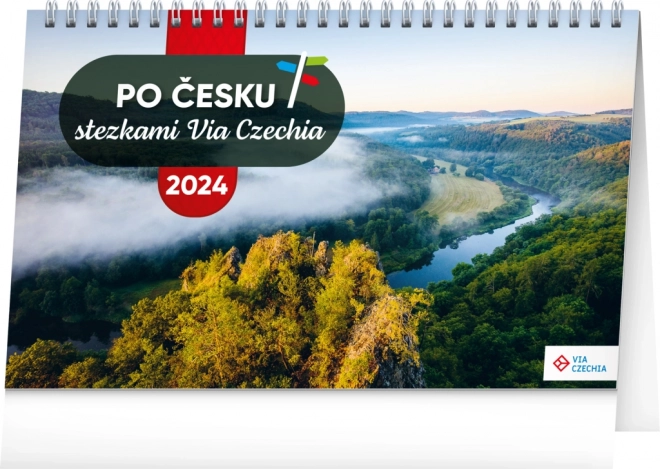 Tischkalender Via Czechia Wanderwege 2024