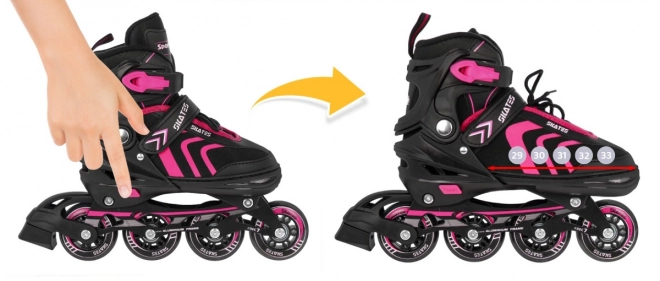 4-in-1 Rollschuhe, Schlittschuhe, Skates Set für Kinder Größe 29-33 Pink