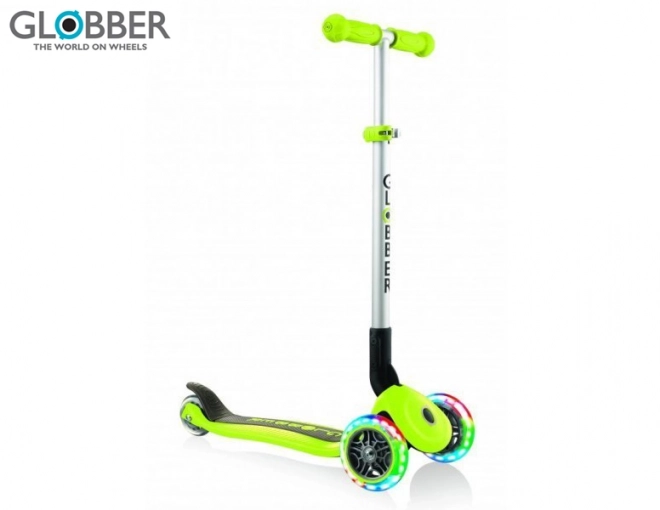 Globber Dreiradroller Primo Faltbar Mit Lichtern Lime Green