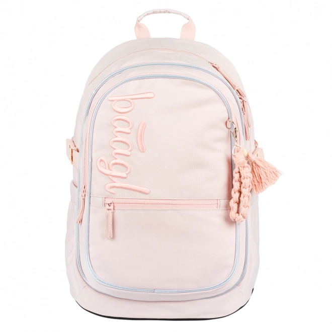 Baagl 3-teiliges Set Core Creamy: Rucksack, Federmäppchen, Beutel
