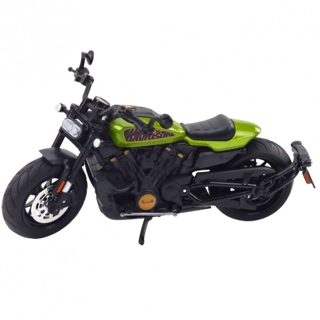 Motorrad Chopper Metall schwarz mit grünen Elementen