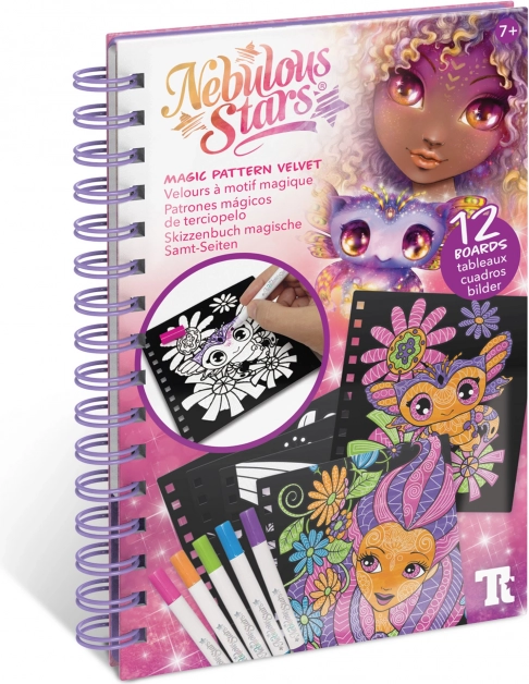 Nebulous Stars magische Ausmalbilder – 12 Samtkarten und 5 Mini-Filzstifte