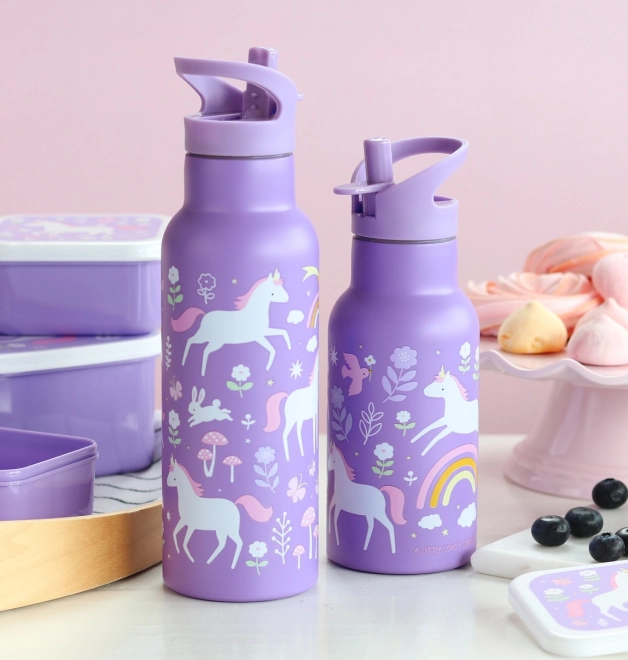 A Little Lovely Company Trinkflasche aus Edelstahl 500 ml – Einhörner und Regenbögen