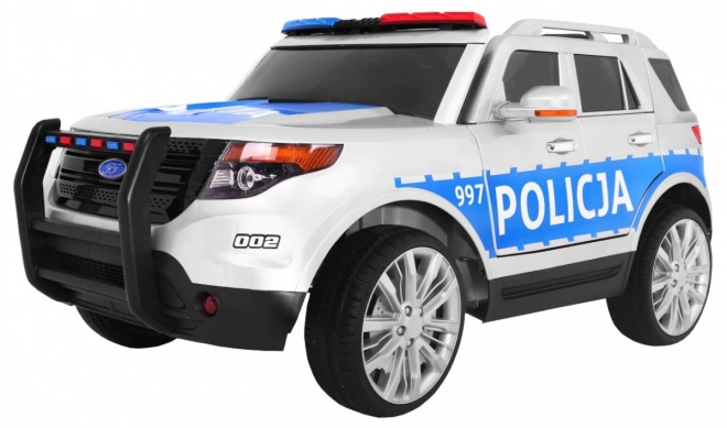 Kinder Polizei SUV Auto mit Batterie + Sirenen + Lichter + Megafon + Fernbedienung + langsamer Start + EVA + Aufkleber