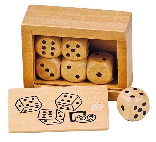 Spielwürfel aus Holz mit Box