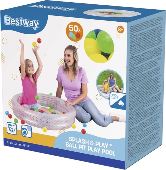 Aufblasbarer Kinderpool 91x20cm Rosa mit Bällen