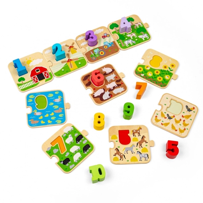 Bigjigs Toys Puzzle mit Bildern und Zahlen