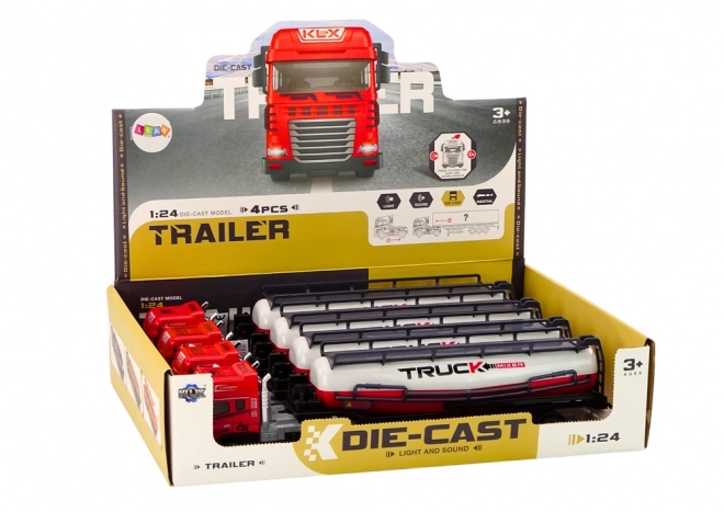 Rote Tanklastwagen mit Anhänger 1:24 mit Licht und Sound