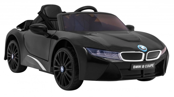BMW I8 Liftbatterie-Auto Schwarz + Fernbedienung + langsamer Start + 3-Punkt-Gurte + MP3 USB + LED-Leuchte