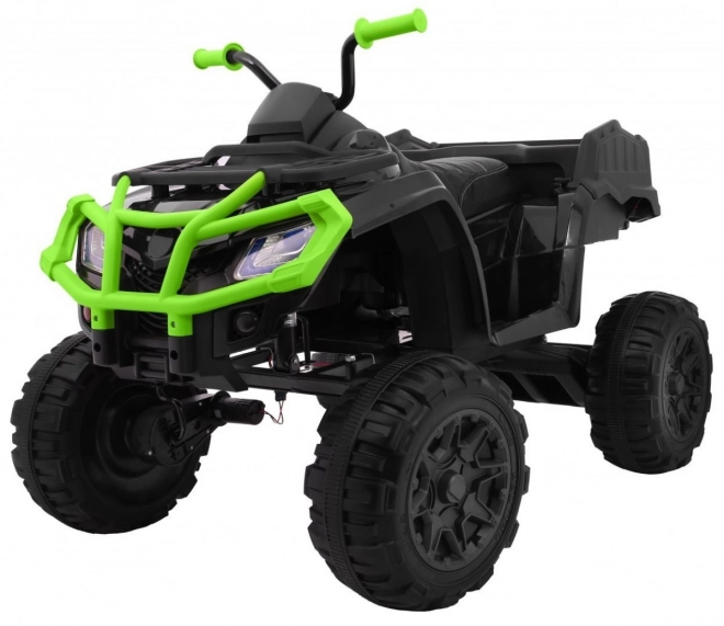 Quadro XL ATV 2,4GHz mit Batterie für Kinder schwarz/grün + Fernsteuerung + Allradantrieb 4x4 + Gepäckträger + langsame Beschleunigung + EVA + LED Audio