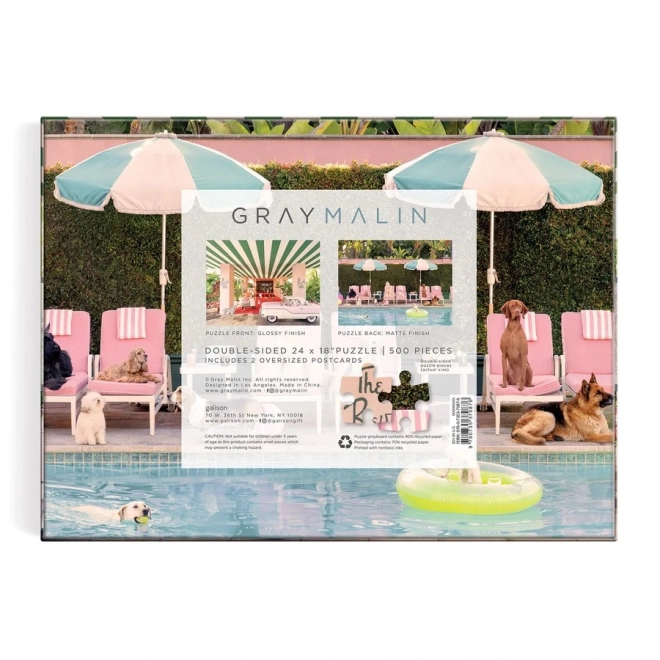Galison Puzzle: Hunde im Beverly Hills Hotel, doppelseitig, 500 Teile