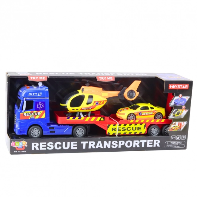 Rettungsset mit Hubschrauber und Autos