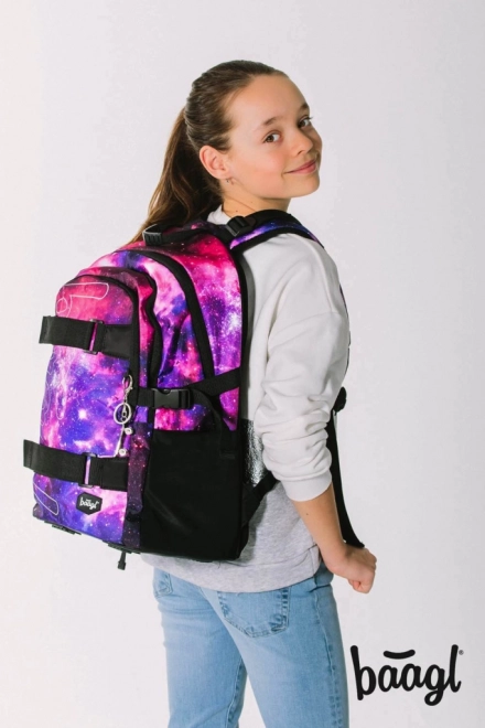 BAAGL Skate Galaxy Schulset: Rucksack, Federmäppchen, Turnbeutel