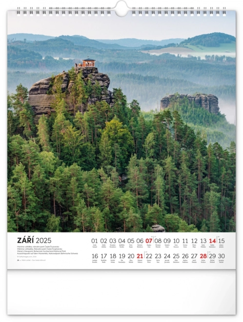 Wandkalender Spaziergänge durch die tschechische Landschaft 2025