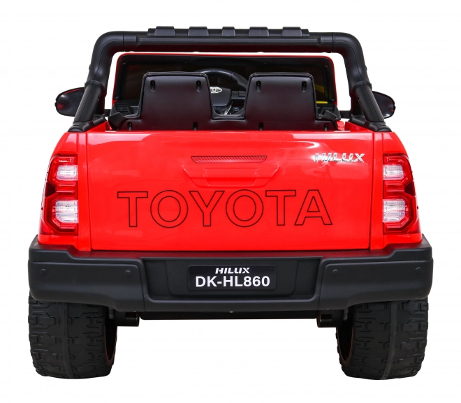 Toyota Hilux Batterie Kinderauto Rot + Allradantrieb 4x4 + Fernbedienung + 2 Gepäckträger + MP3-Radio + LED-Diode