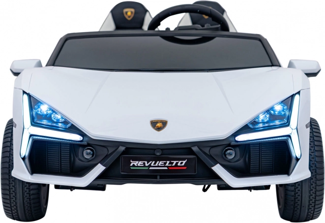 Elektrisches Kinderauto Lamborghini Revuelto XL 24V – weiß, zweisitzig
