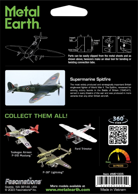 3D-Modellbausatz Supermarine Spitfire Metallflugzeug