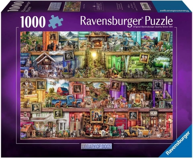 Puzzle 1000 Stück Hunde in der Bibliothek