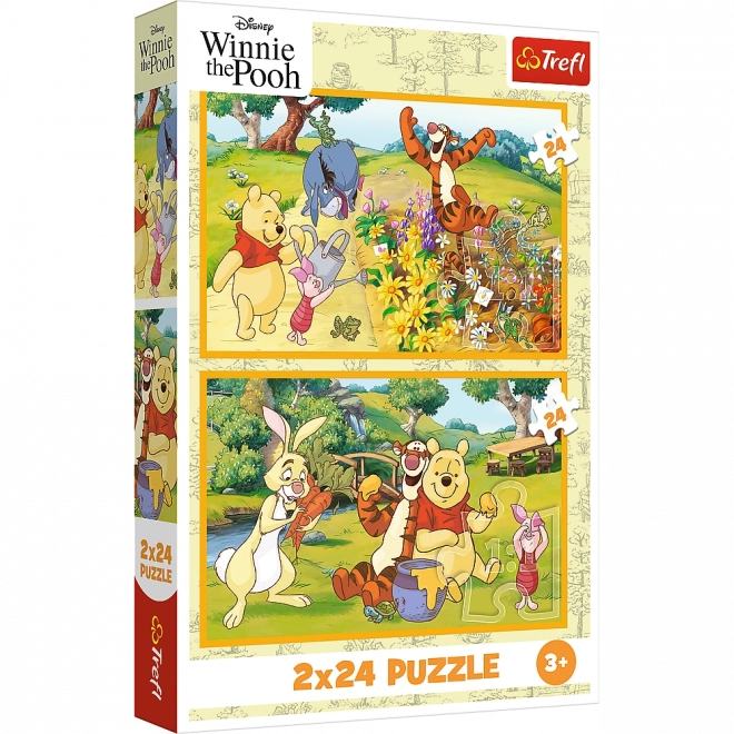 Puzzle 2x24 'Ein Tag im Garten' Disney Winnie Puuh