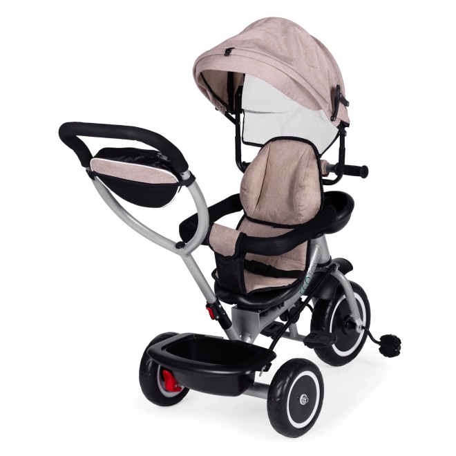 2-in-1 Dreirad-Kinderwagen mit drehbarem Sitz und faltbarem Verdeck in Beige