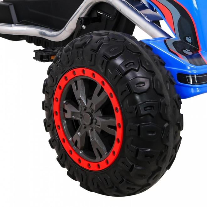 Großes Tret-Gokart Stark für Kinder Blau + 100 kg Belastbarkeit + EVA-Räder + Handbremse + Rennsitz