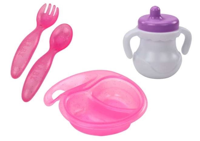 Babypuppe mit Fütterungszubehör in Rosa