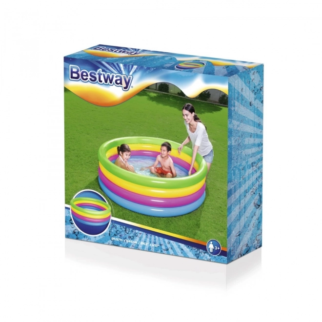 Aufblasbarer 4-Ring-Kinderpool Regenbogen