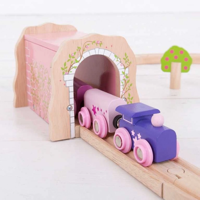 Rosa Eisenbahntunnel aus Holz von Bigjigs Rail