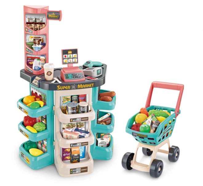 Supermarkt Spielset mit Einkaufswagen und Kasse von Woopie