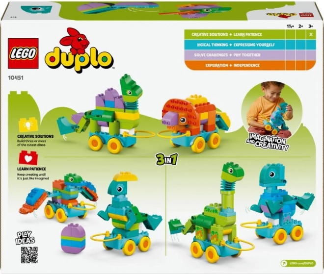 LEGO DUPLO 3 in 1 Baukasten: Dinosaurier auf Rädern