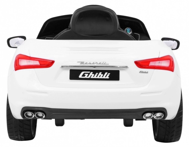 Maserati Ghibli Batterie für Kinder Weiß + Fernbedienung + Langsamer Start + EVA + MP3 USB + LED