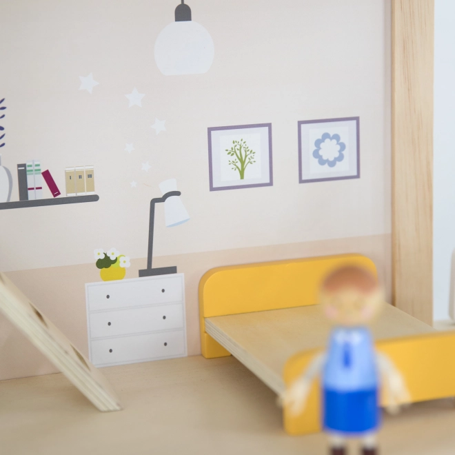 Großes Viga Puppenhaus mit Puppen und Zubehör