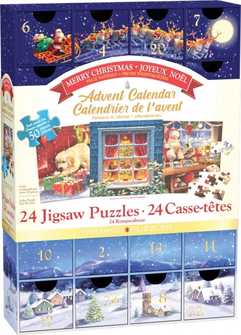 Eurographics Puzzle Adventskalender: Frohe Weihnachten 24x50 Teile