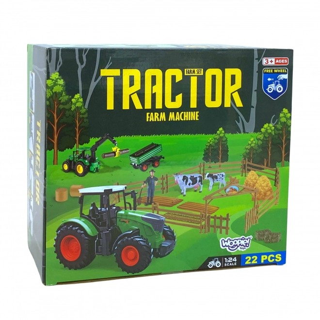 Mini Bauernhof Traktor mit Tieren und Werkzeugen von Woopie