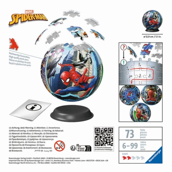 3D Spiderman Kugel Puzzle 72 Teile