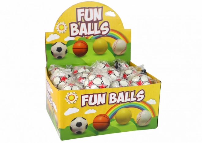 Jojo Fußballball mit Gummischnur für Dribbling 6 cm Weiß mit Sternen