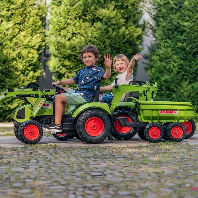 Pedaltraktor Claas Atiom 430 grün mit Vorder- und Rückschaufel