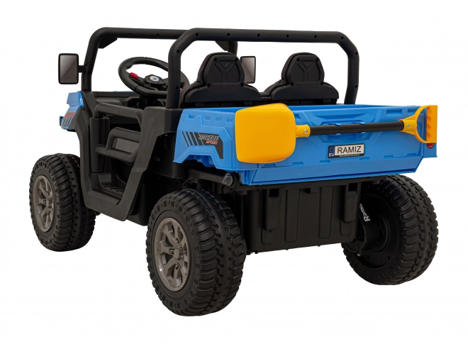 Kinderauto Pick-Up Speed 900 Blau + Allradantrieb + bewegliche Schaufel + Gepäckträger + Fernbedienung + Schaufel + LED Audio
