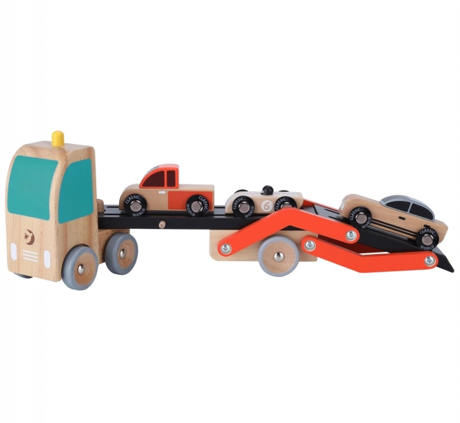 klassische welt holz-truck mit 3 autos