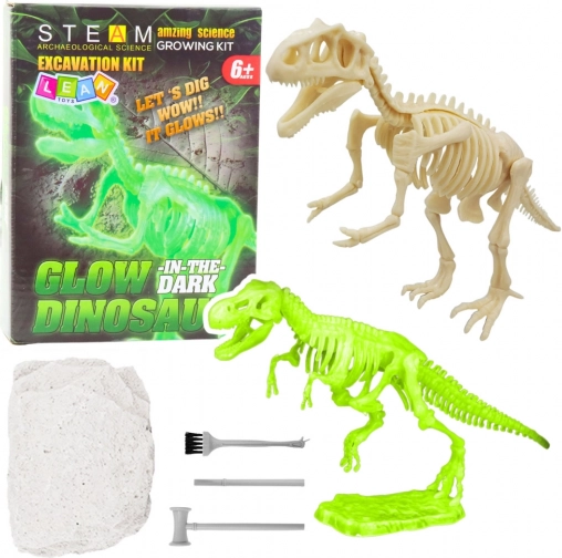 Archäologie-Set – leuchtendes Dinosaurierskelett mit Werkzeugen