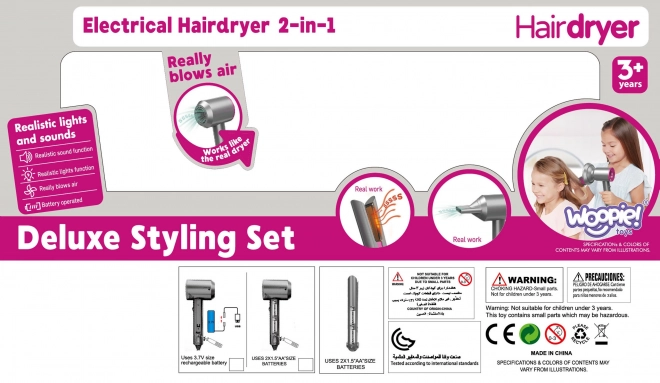 Woopie kleiner Friseursalon Spielset mit Föhn und Glätteisen
