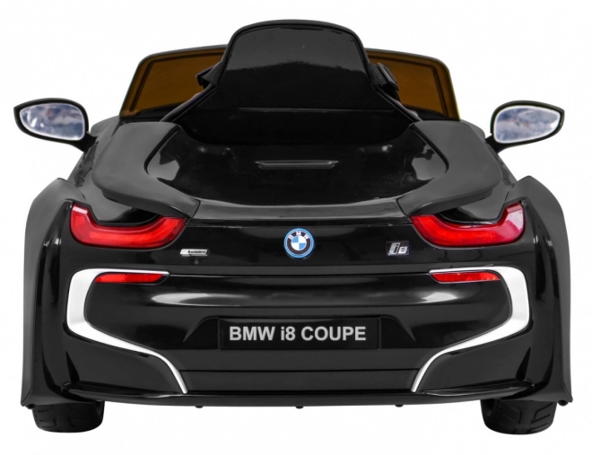 BMW I8 Liftbatterie-Auto Schwarz + Fernbedienung + langsamer Start + 3-Punkt-Gurte + MP3 USB + LED-Leuchte