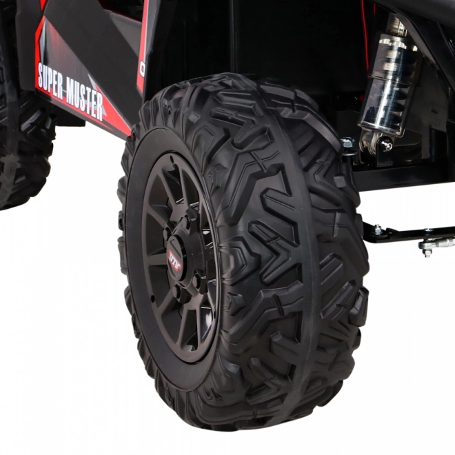 Buggy UTV Offroader für Kinder Rot + Fernbedienung + Gepäckträger + langsamer Start + EVA + MP3 LED
